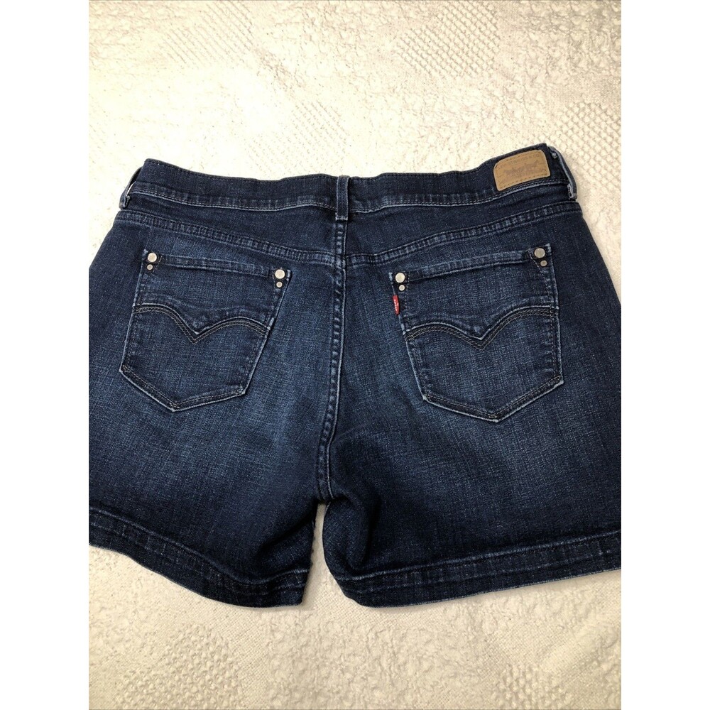Levis Womens 515 Jean Shorts Blue Stretch Medium Wash Mid Rise Pockets 12 - Picture 2 of 13